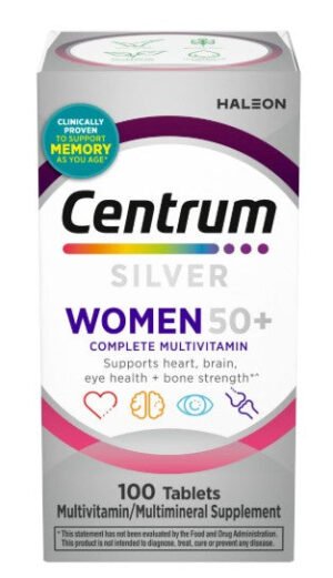 Centrum Silver Womens 50 Plus Multivitamin With Vitamin B, C, D3 & E, 100 Count