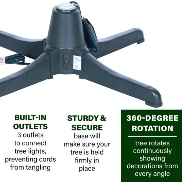 Fraser Hill Farm Green Plastic 360 Degree Rotating Artificial Christmas Tree Stands, for Trees up to 7.5' Tall and up to 26" in Diameter