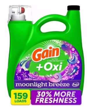Gain + Oxi Liquid Laundry Detergent, Moonlight Breeze, 159 Loads, 170 fl. oz.