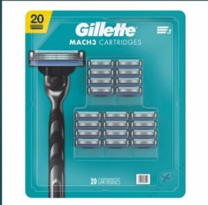 Gillette Mach3 Razor Blade Refills, Razor Cartridges, Razor Refills for Men, Lubrication Strip, 20 ct.