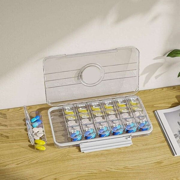 Monthly Pill Organizer, 28 Days, Compact, Portable for Elderly Parents, Patients (28 Grids)