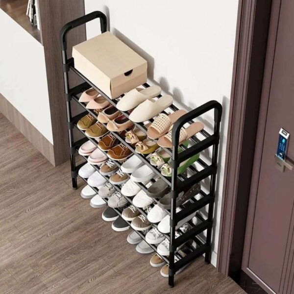 Expandable Closet Shoe Organizer, 6 Tiers, Holds 38 Pairs, Stackable, Adjustable, Bronze Finish (Large 6 Tier)