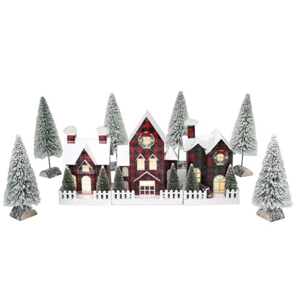 Member's Mark Pre-Lit Red Plaid Village, 9 pc.