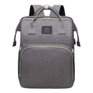 Multifunctional Diaper Bag Backpack, Large Capacity, Changing Station, Insulated Pocket, for Moms/Dads, Boys/Girls (Gray)