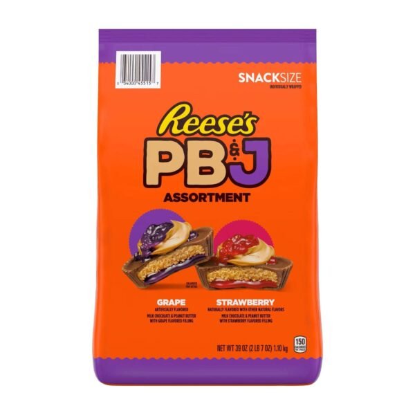 Reese's PB&J Assorted Flavored Snack Size Peanut Butter Cups Candy Bag, 39 oz.