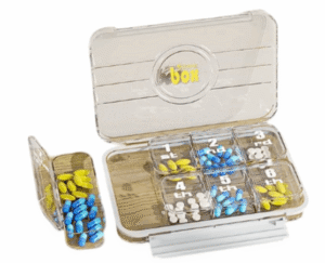 Weekly Pill Organizer, 21 Grids, Compact, Portable for Elderly Parents, Patients (Medium 21 Grids)