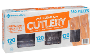 Member's Mark Clear Cutlery Combo Pack, Forks, Knives, Spoons (360 ct.)