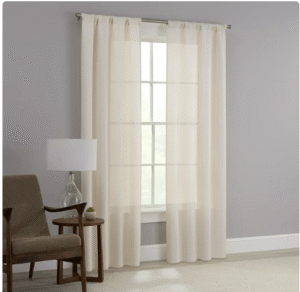 Mainstays Como Elegant Textured Light Filtering Rod Pocket Curtain Panel Pair, 37"x84", Beige
