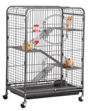 Alden Design Metal 37" Small Animal Cage with Pull Out Tray for Ferret, Large Rat, Black