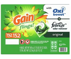 Gain Flings Liquid Laundry Detergent, Original Scent, 152 ct.