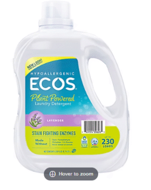ECOS Liquid Laundry Detergent with Stain Fighting Enzymes, Lavender, 230 Loads