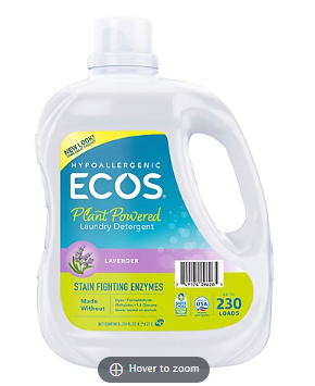 ECOS Liquid Laundry Detergent with Stain Fighting Enzymes, Lavender, 230 Loads