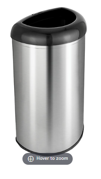 Nine Stars 13.2-Gal. Stainless Steel Open Top Trash Can - Black