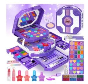 Sendida Kids Makeup Kit, 64pcs Real Washable Kids Makeup Set for Girl Toys Princess Brithday Gifts for Little Girls 3-12 Year Old, Large Size
