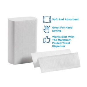 Marathon Multifold 1-Ply Paper Towels, White, 9.2" X 9.4" (250 Towels/Pk., 16 Pks.) - Brands For Less USA