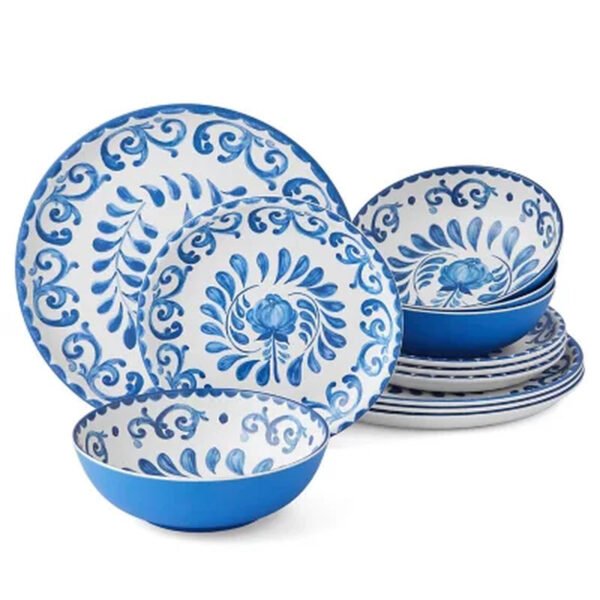 Member'S Mark 12-Piece Bamboo Melamine Dinnerware Set (Assorted Colors)