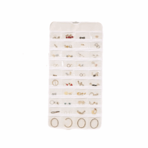 Hanging Jewelry Organizer, 80-Pocket, Dual-Sided, Natural Canvas, for Earrings, Bracelets, Rings, Accessories, Space-Saving Storage Display (Beige)