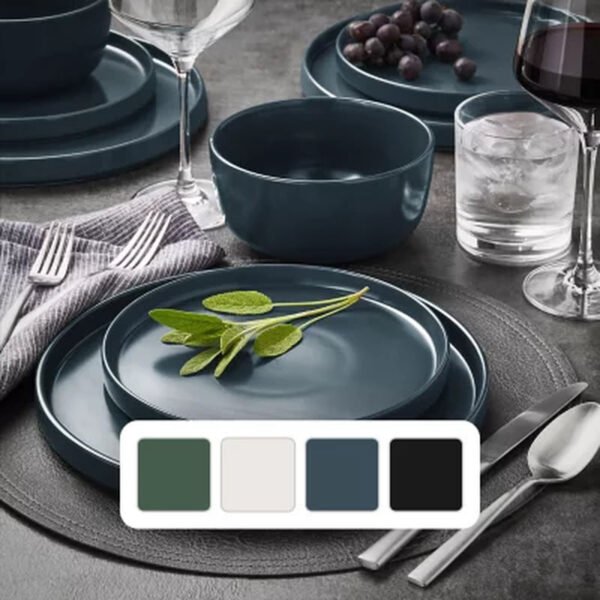 Member'S Mark 24 Piece Modern Stoneware Dinnerware Set (Assorted Colors)