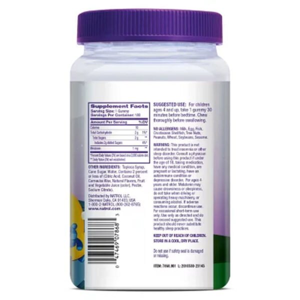 Natrol Kids Melatonin Sleep Aid Gummy, 1 Mg Berry (180 Ct.) - Brands For Less USA