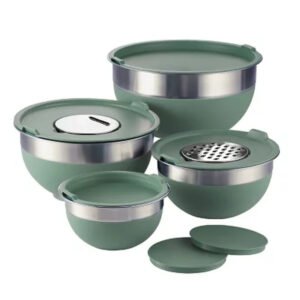 Tramontina 10-Piece Stainless Steel Mixing Bowls, Covers & Graters Included (Assorted Colors)