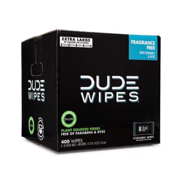 DUDE Wipes Flushable Wipes, Extra Large, Fragrance-Free Wipes (400 Ct.) - Brands For Less USA