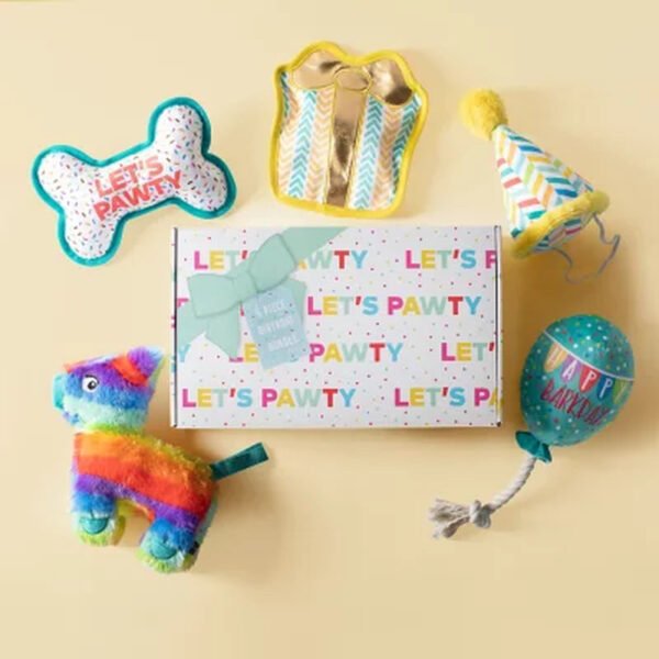 Let'S Pawty Birthday Box Dog Toy Bundle, 5-Piece Set (White)