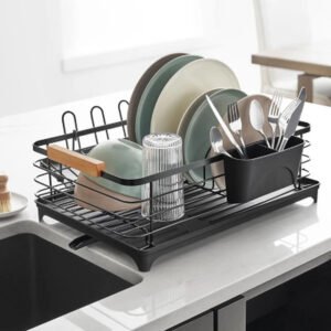 Member'S Mark Modern Dish Rack with Utensil Caddy and Glassware Holder, Assorted Colors